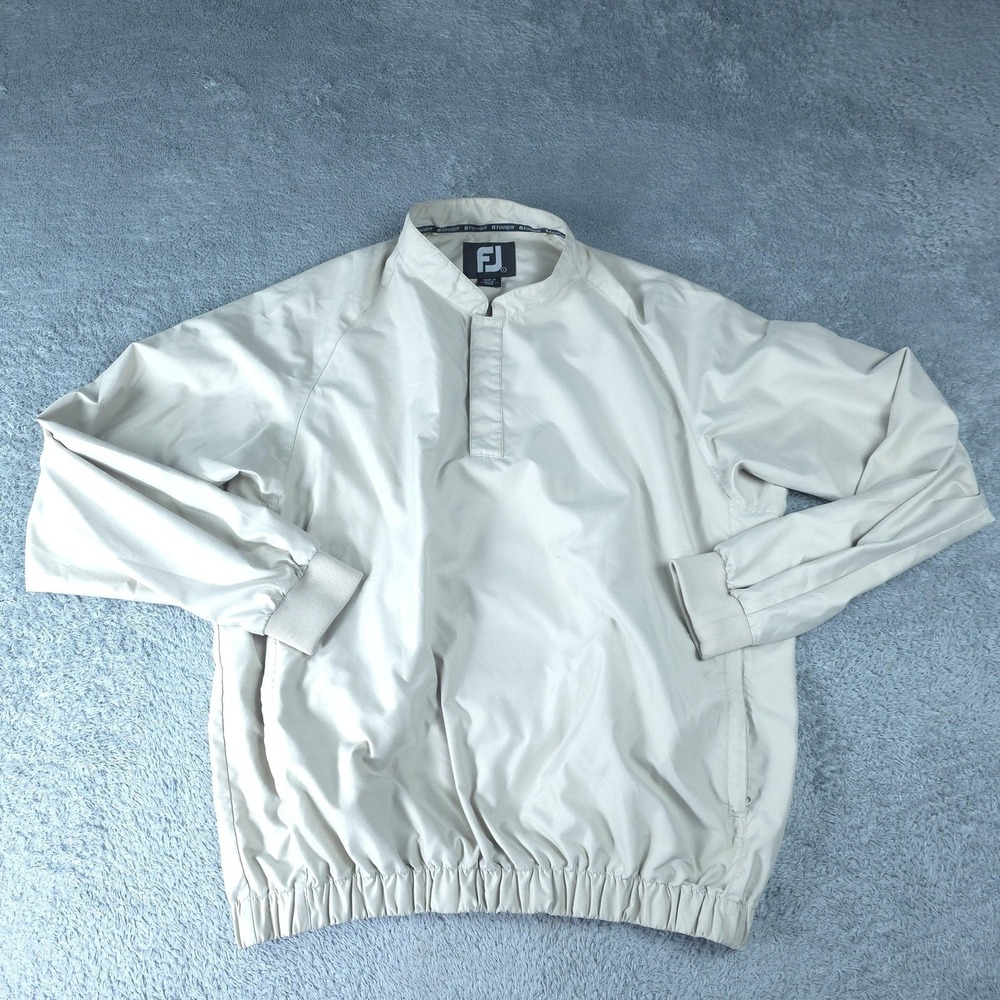 FootJoy Jacket Mens Large Beige Pullover Golf Windbreaker Elastic Waist